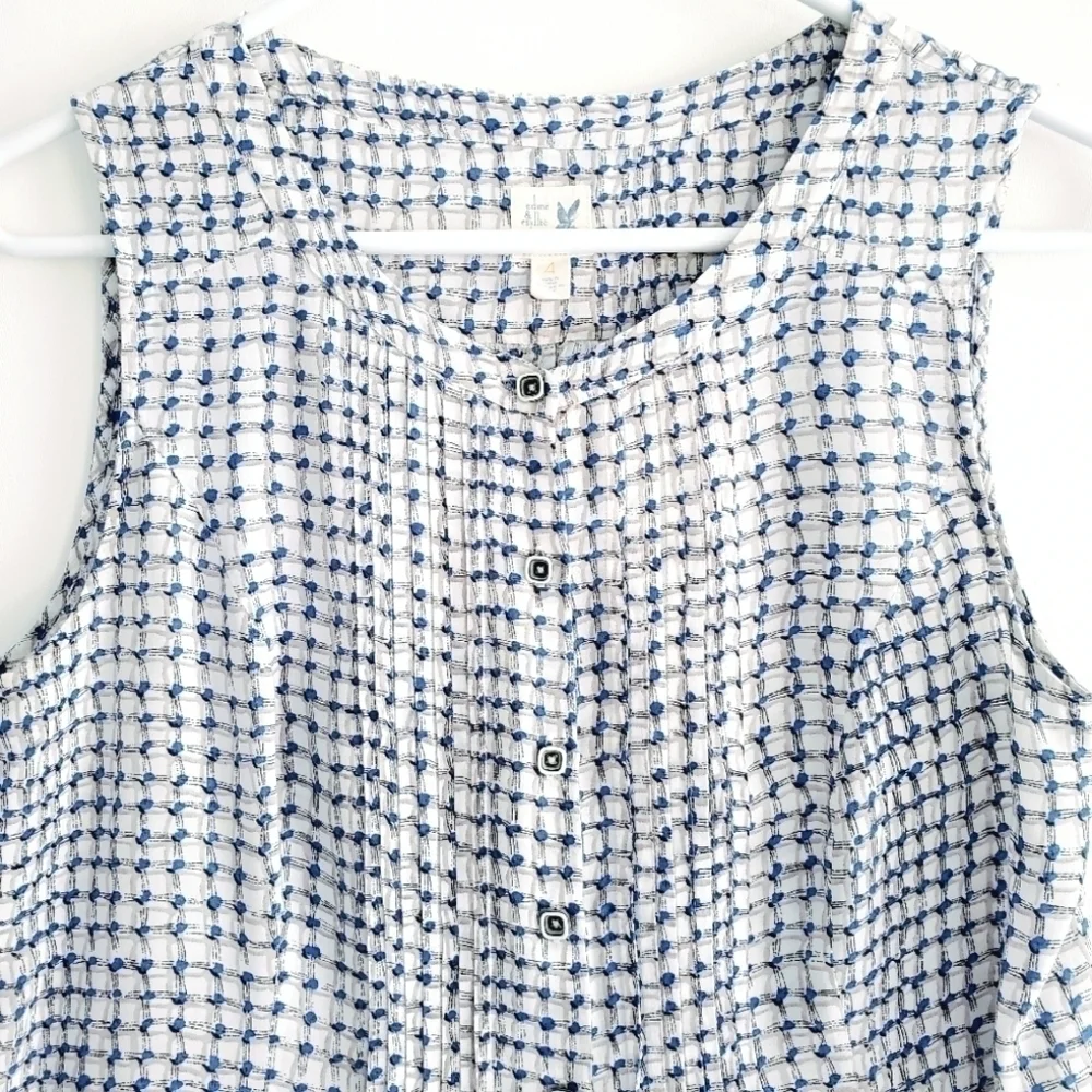 Anthropologie edme & esyllte Navy Blend Skeeveless Pintucked Top S